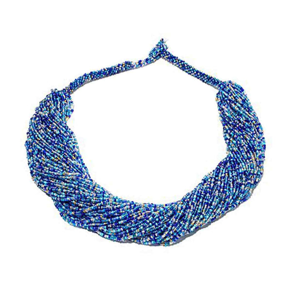 Multi Strand Blue Hand Beaded Necklace - Himalayan Gems