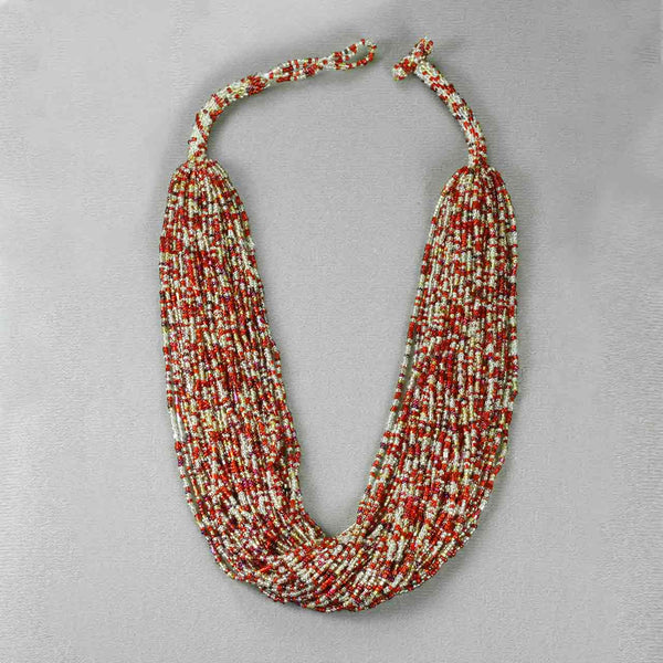 Multi Strand Red Hand Beaded Necklace - Himalayan Gems