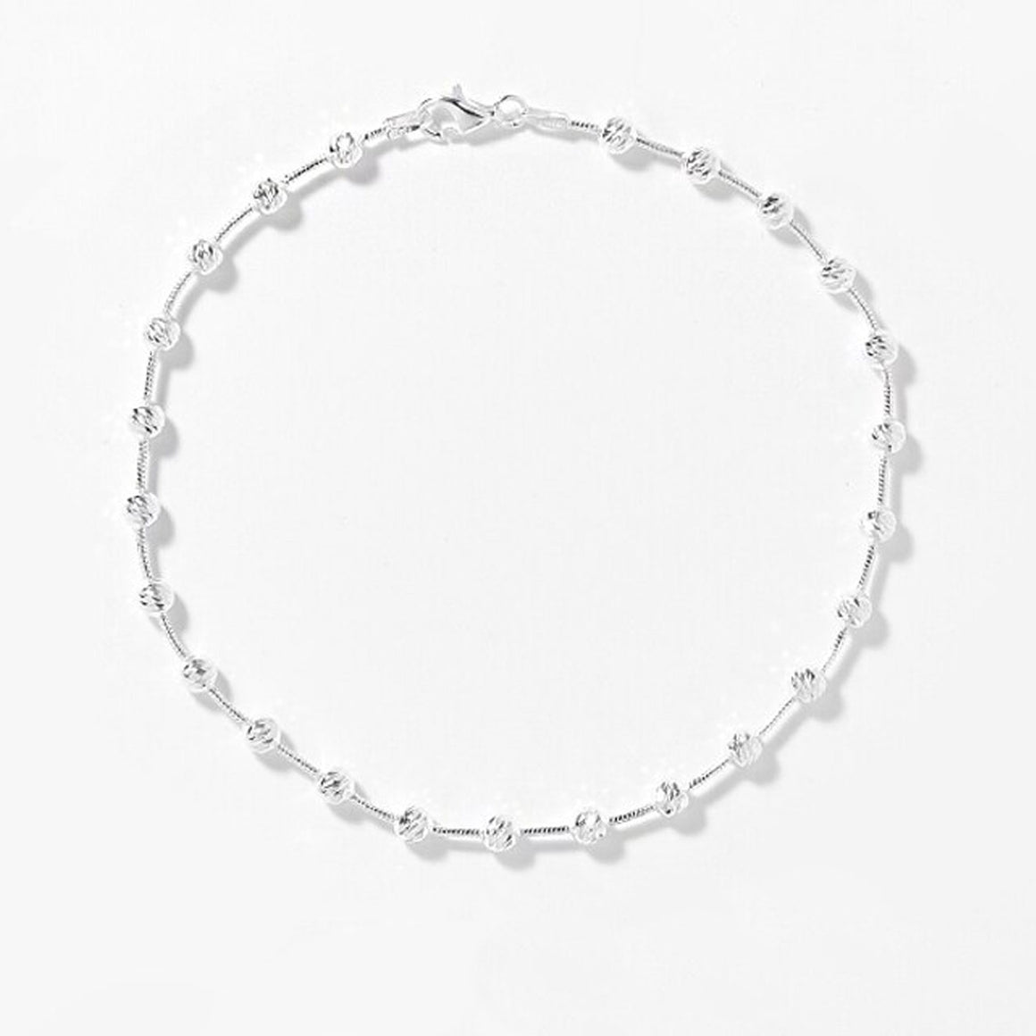 Diamond Cut Ball Station Anklet