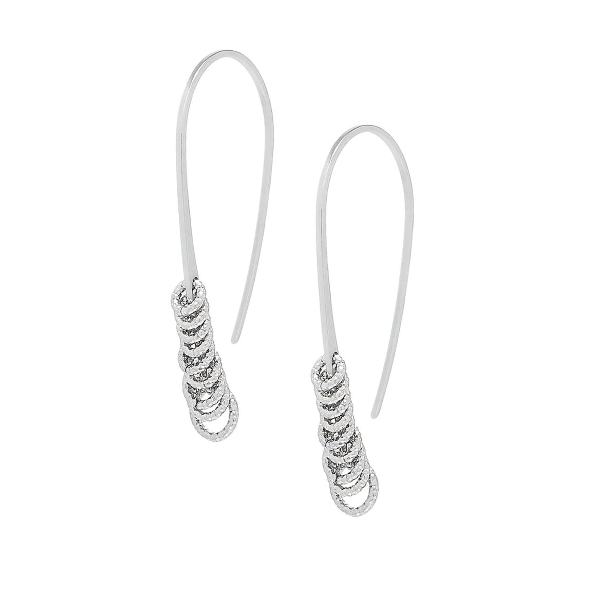 Rhodium Plate Diamond Cut Multi Loop Earrings