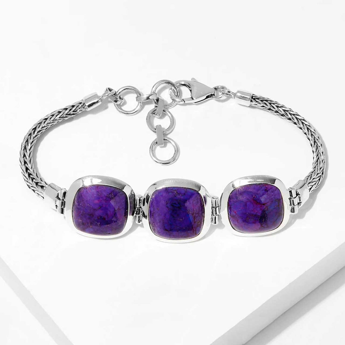 Purple Mohave Turquoise Cushion Cut Gemstone Bracelet