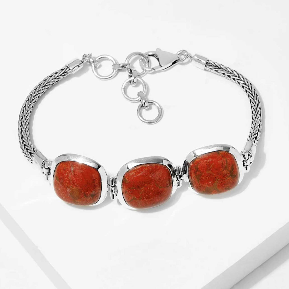 Sponge Coral Cushion Cut Gemstone Bracelet