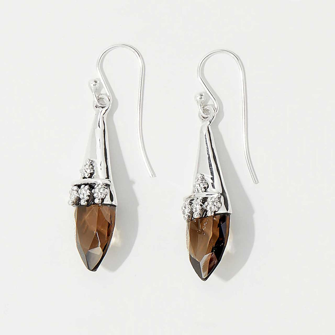 Smokey Quartz Marquise Cut Drop Earrings