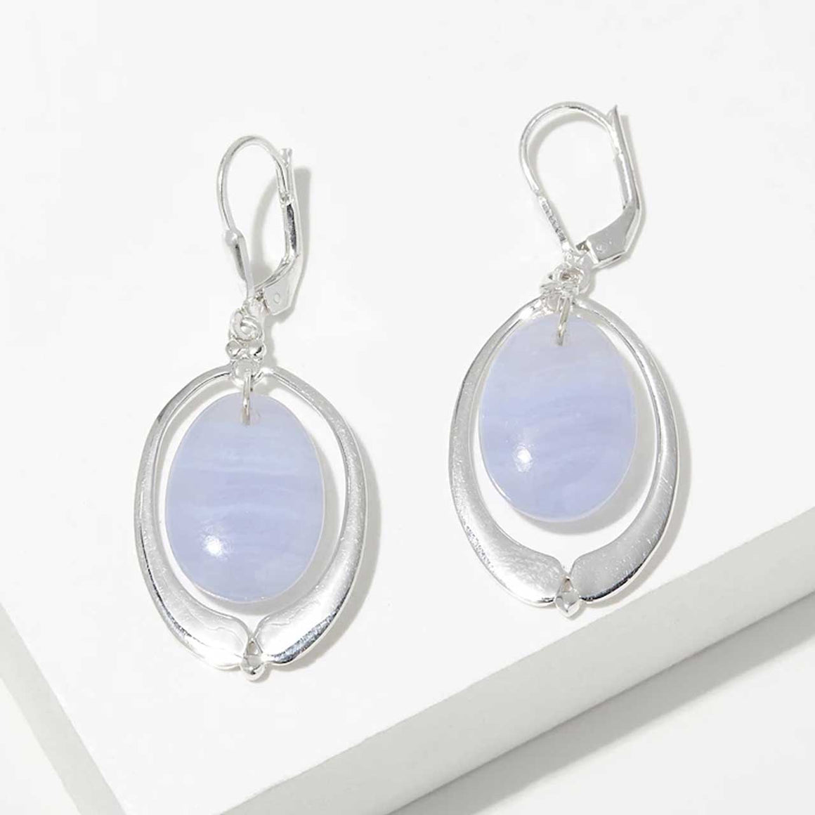 Blue Lace Agate Floating Drop Earrings