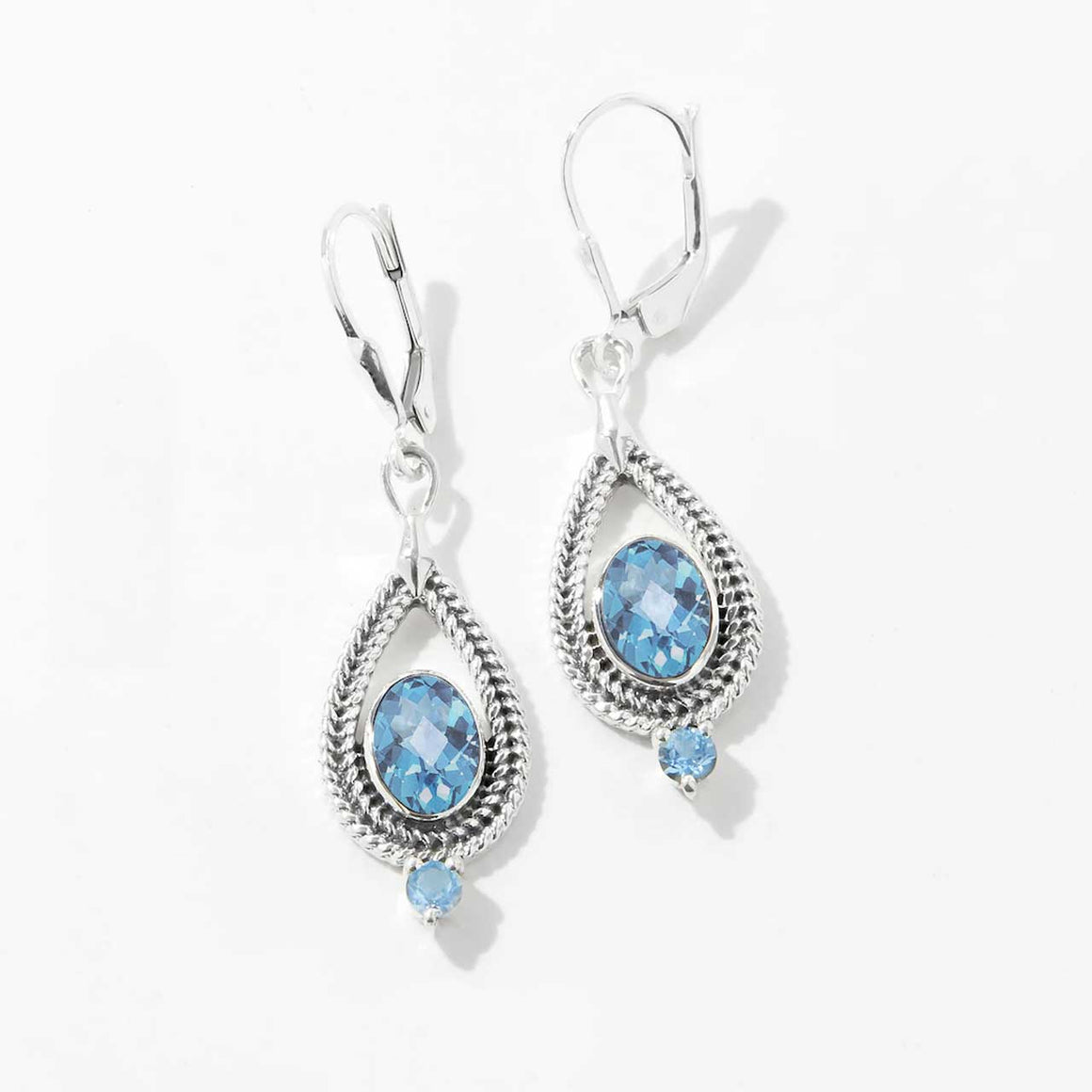 Swiss Blue Topaz Drop Earrings