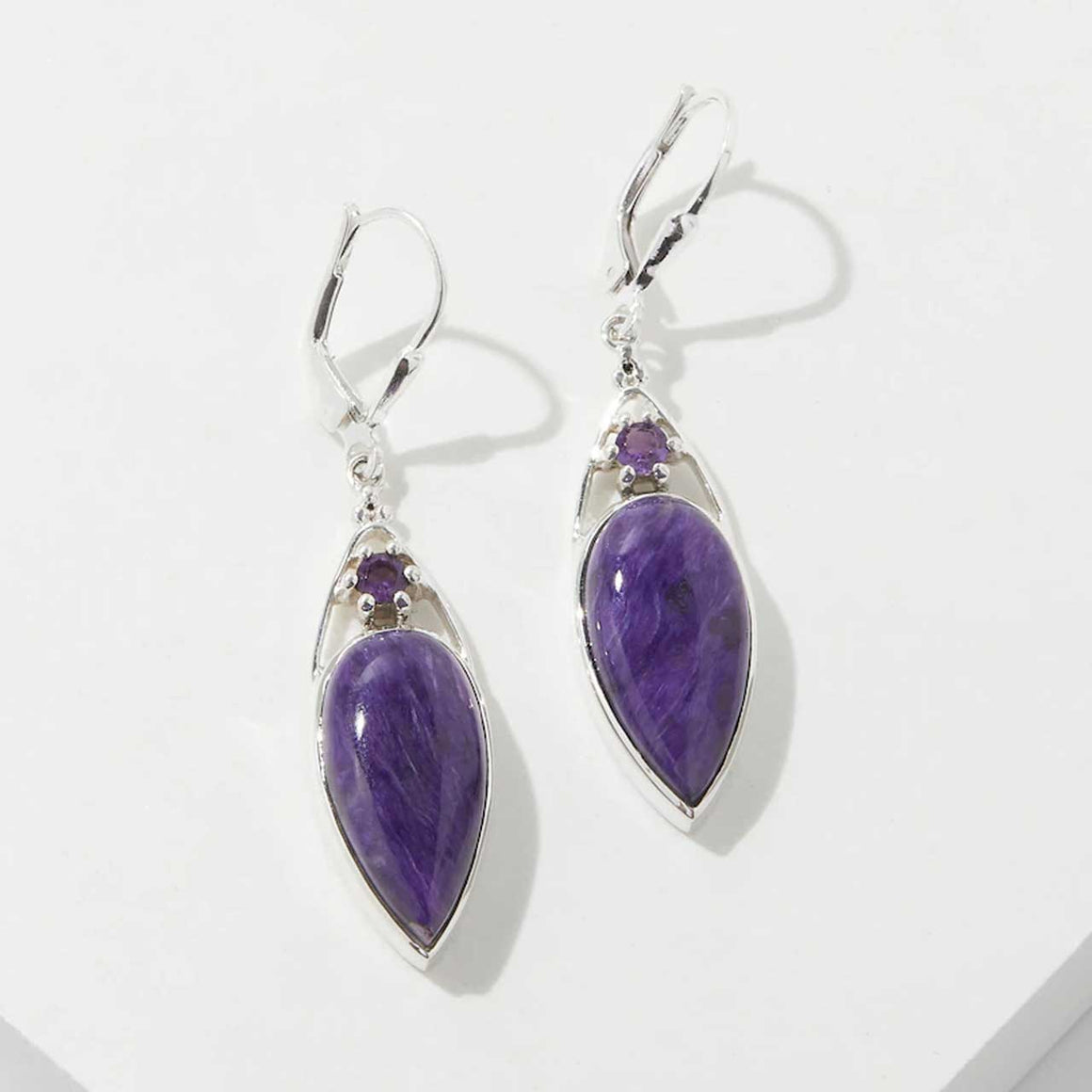 Charoite and Amethyst Earrings