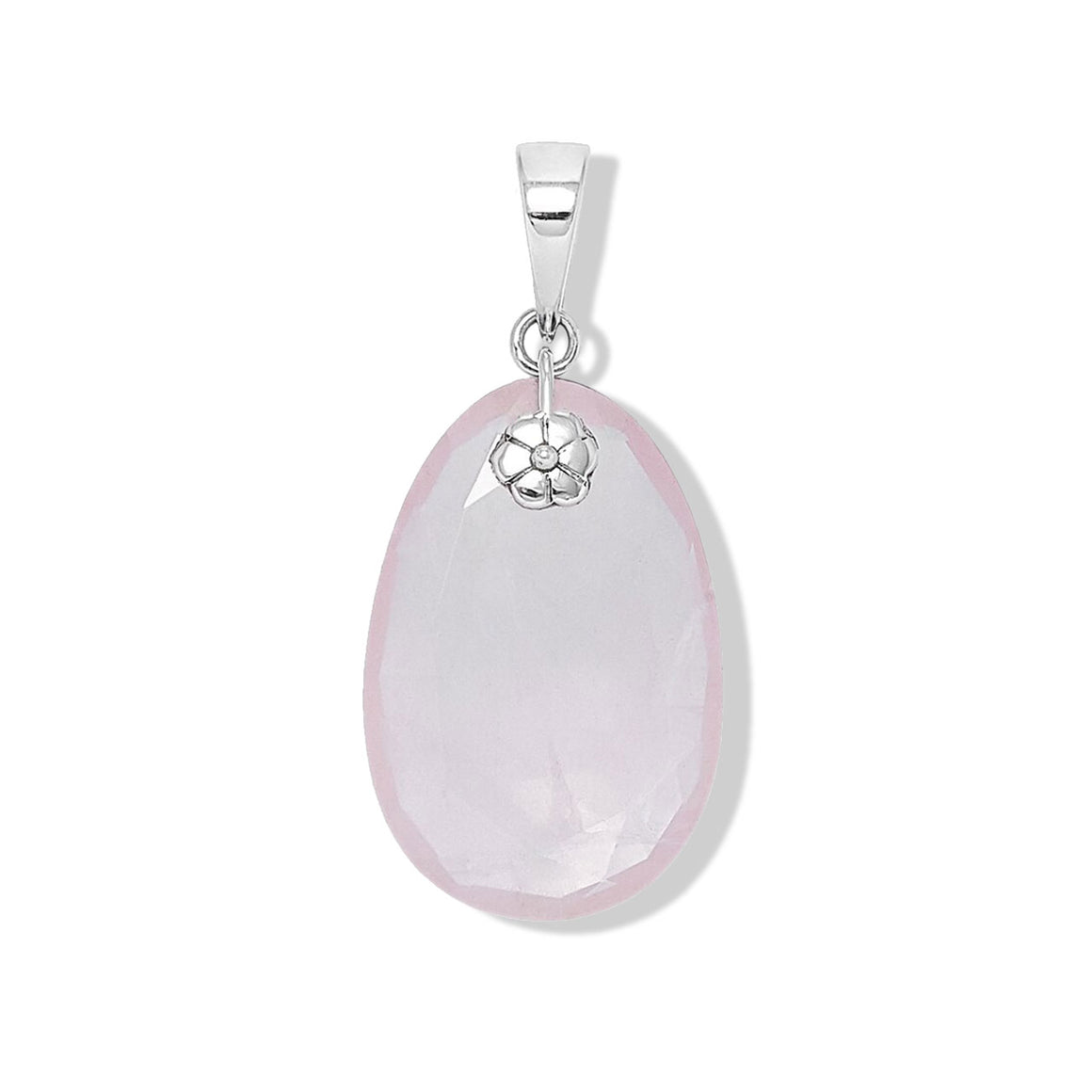 Faceted Rose Quartz Sterling Silver Flower Pendant