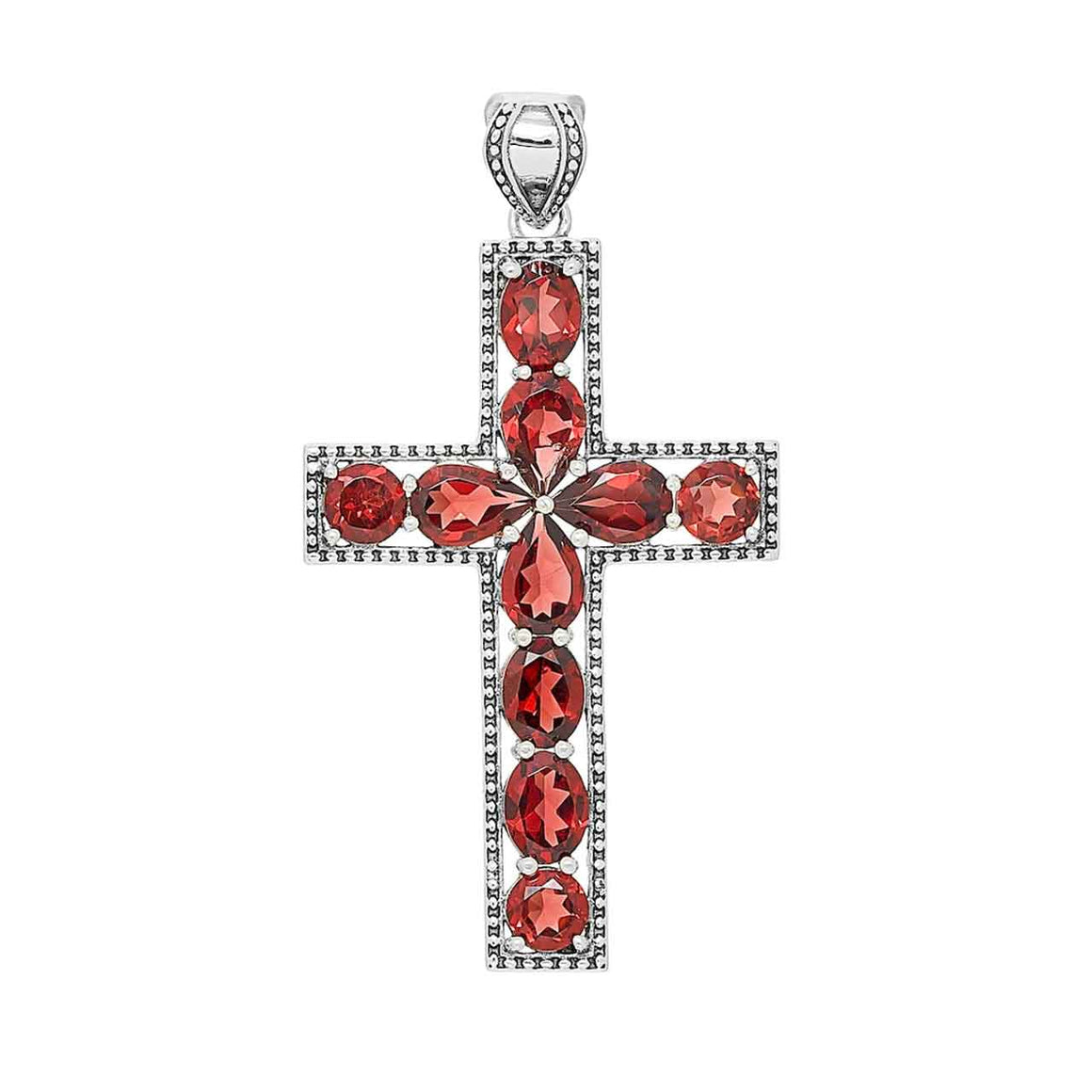 Garnet Cross Pendant