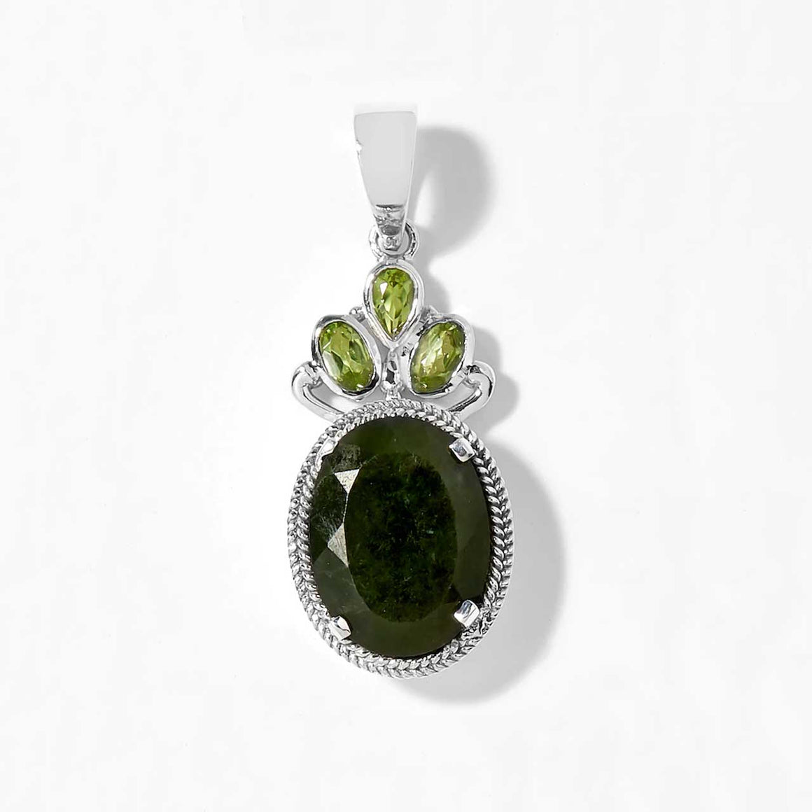 Nephrite Jade and Peridot Pendant