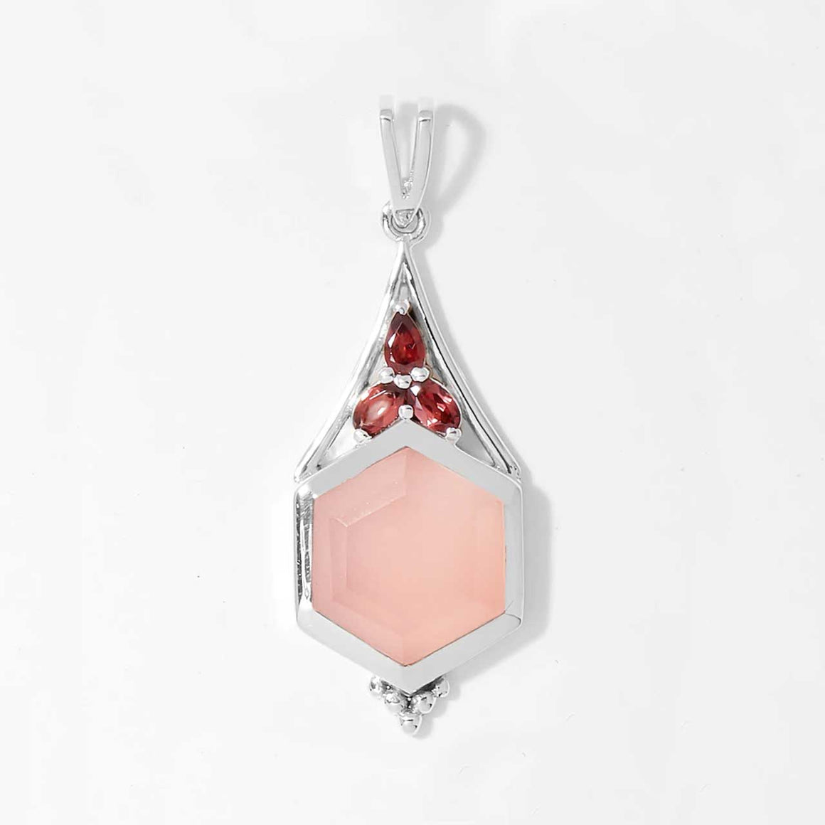 Pink Chalcedony & Garnet Pendant