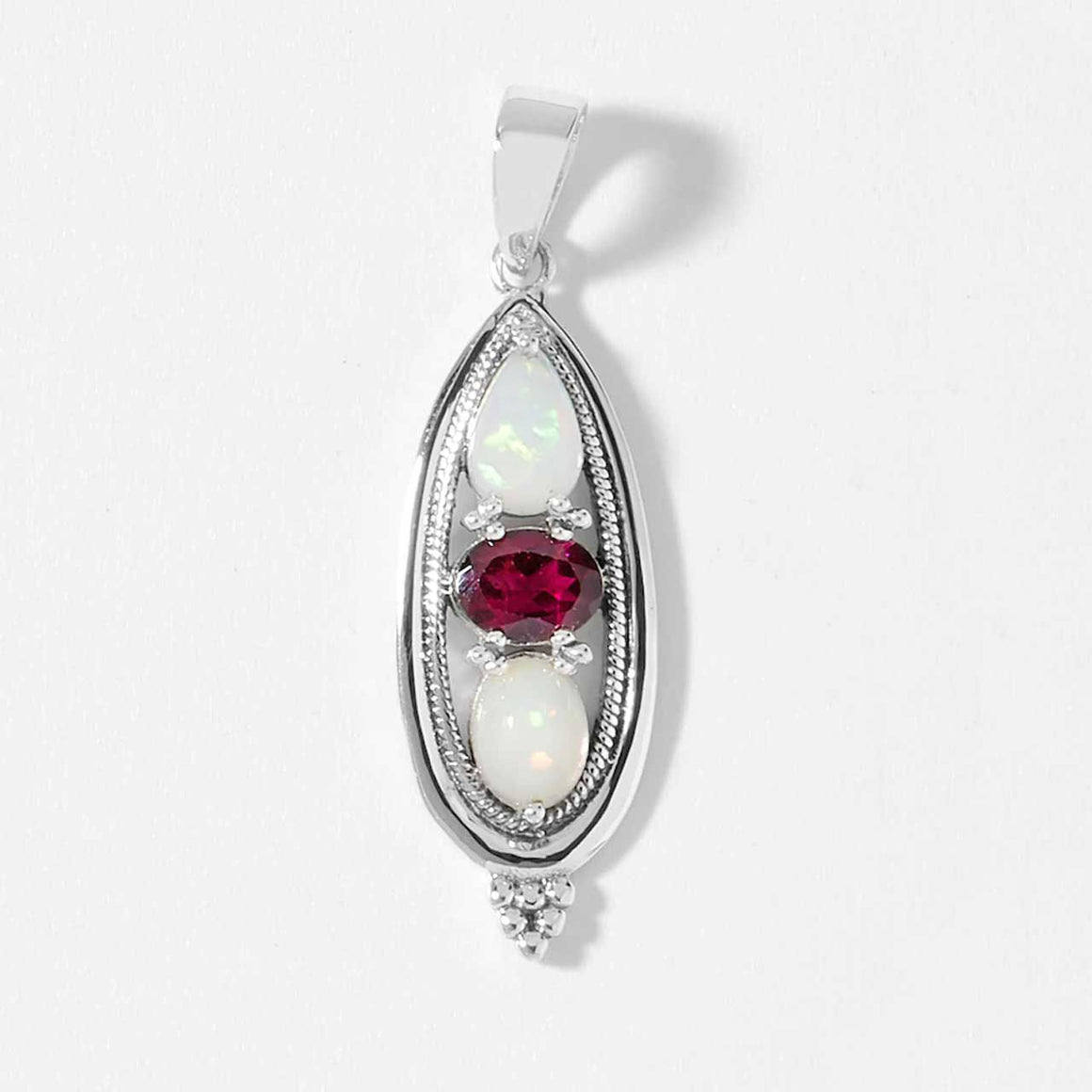 Opal and Rhodolite Garnet Pendant