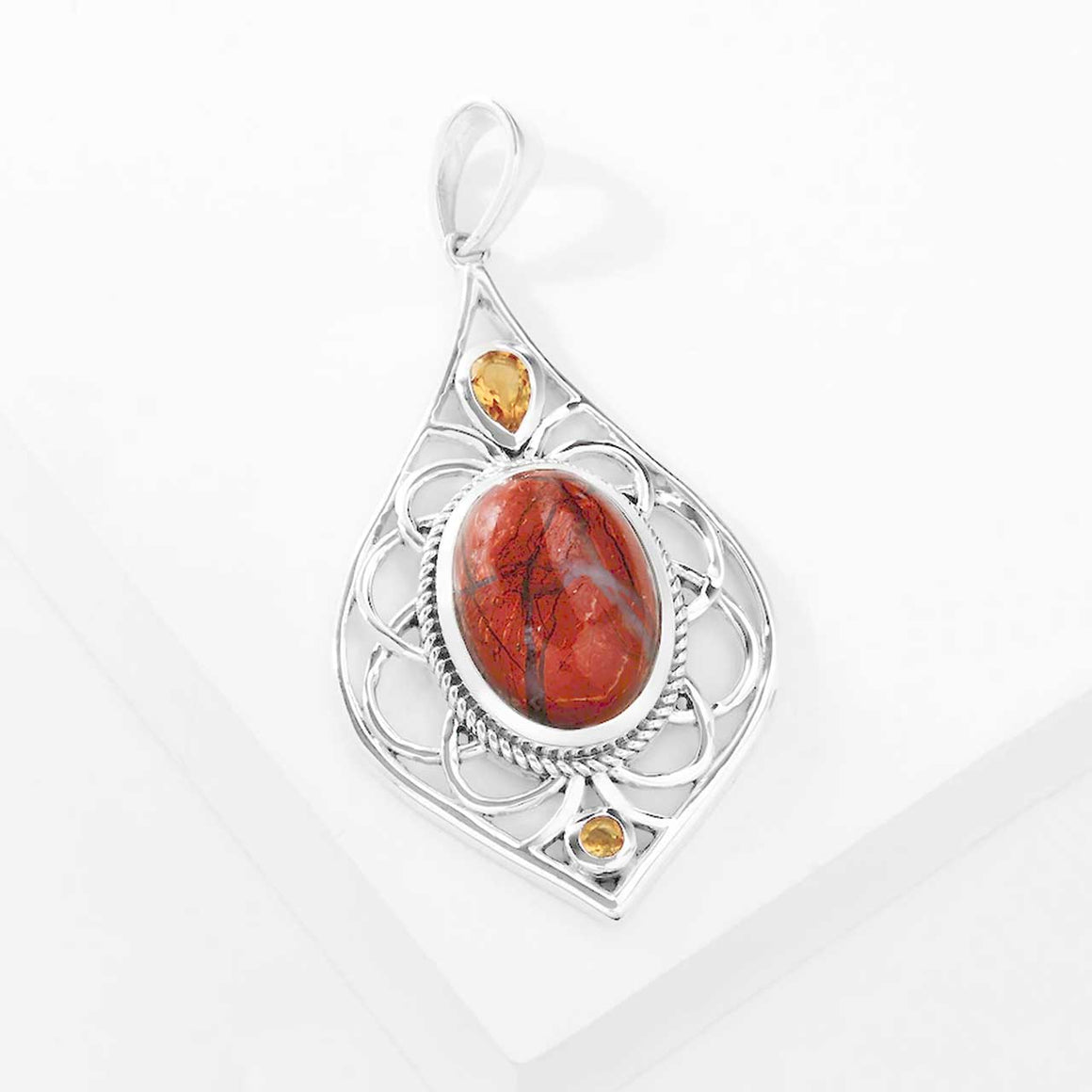 Brecciated Jasper and Citrine Pendant