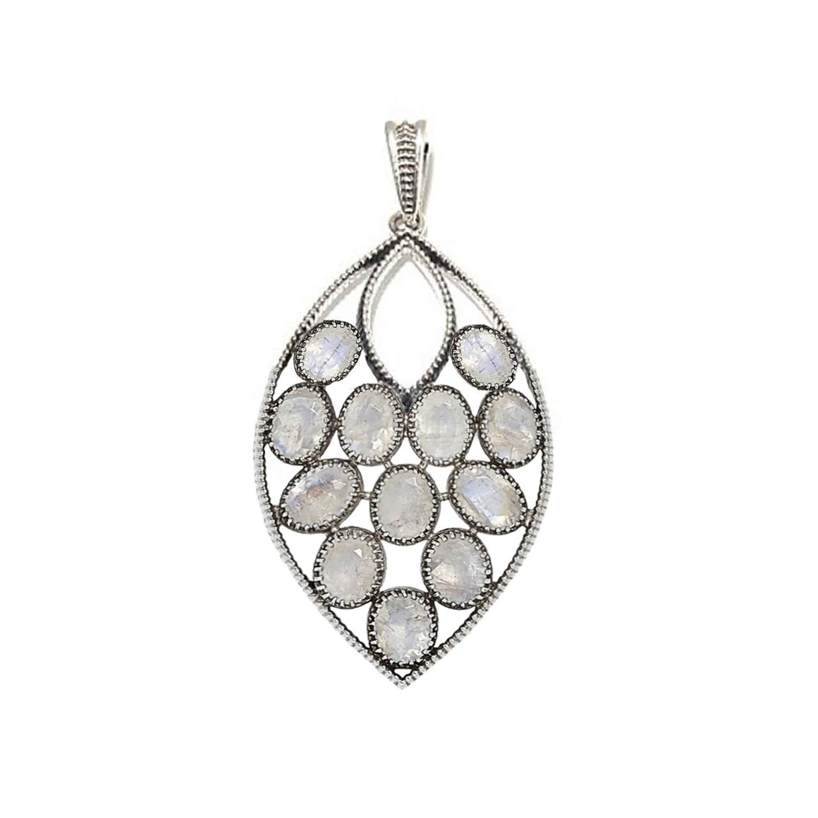 Rainbow Moonstone Antique Finish Pendant