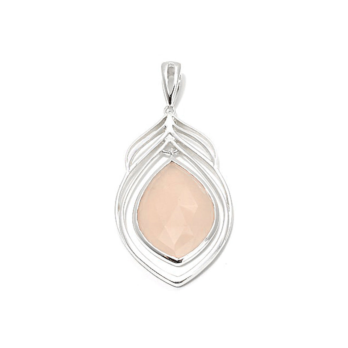 Peachy Pink Chalcedony Fan Pendant