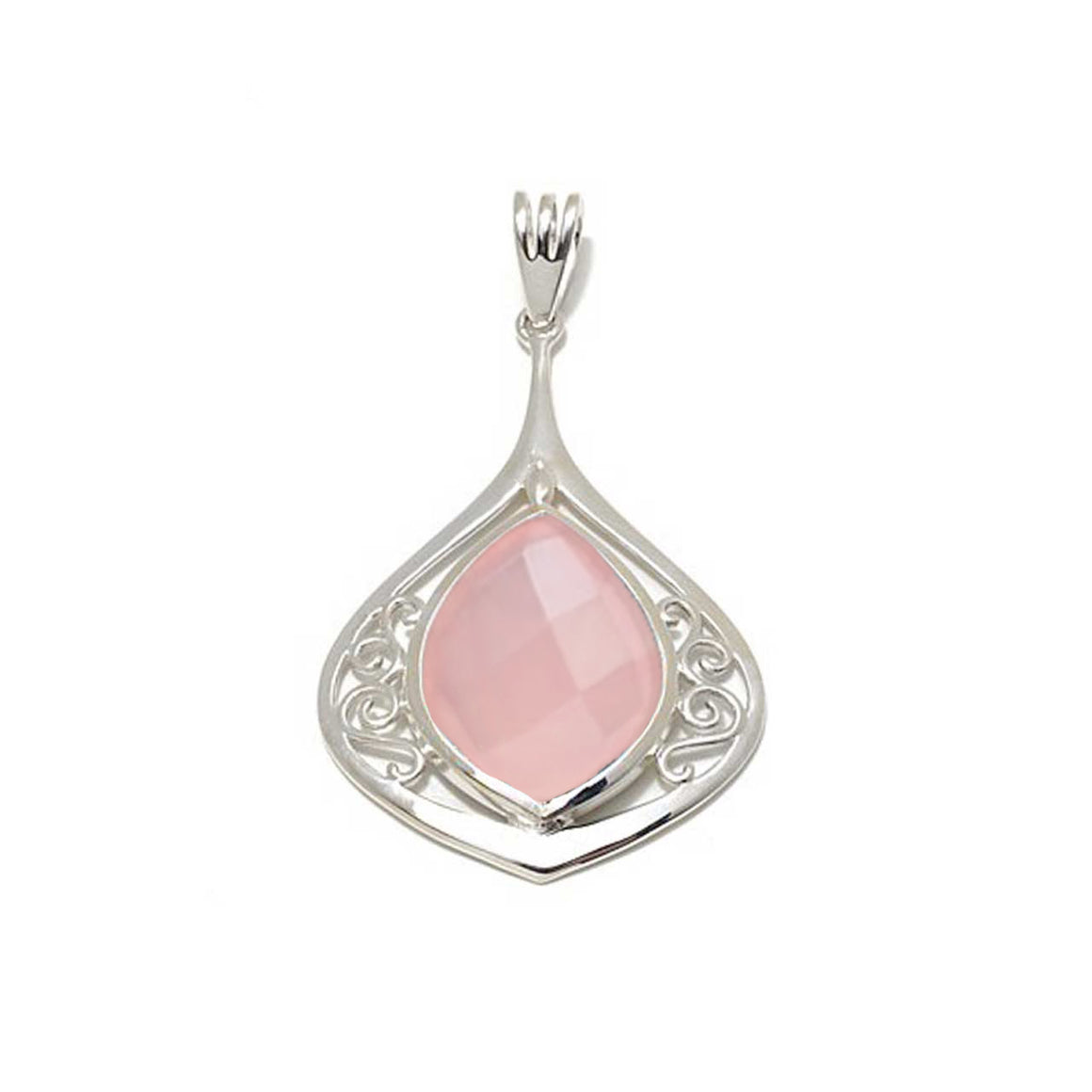 Pink Chalcedony Scrollwork Pendant