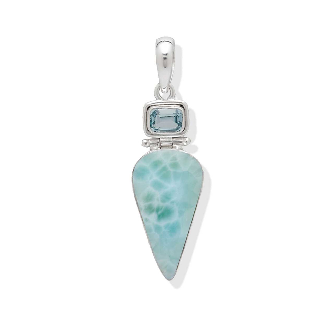 Larimar and Blue Topaz Hinged Pendant