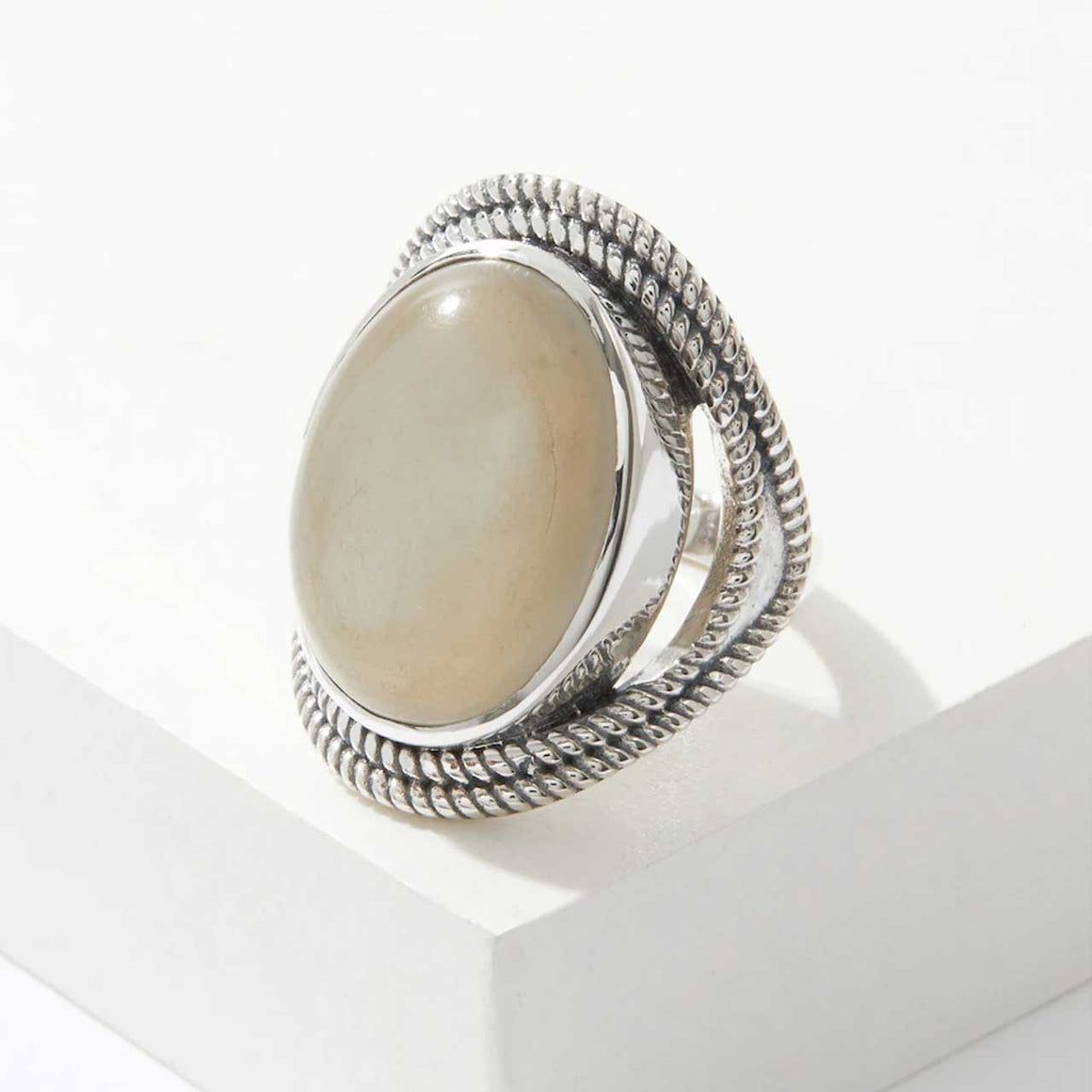 Grey Moonstone Bold Oval Ring