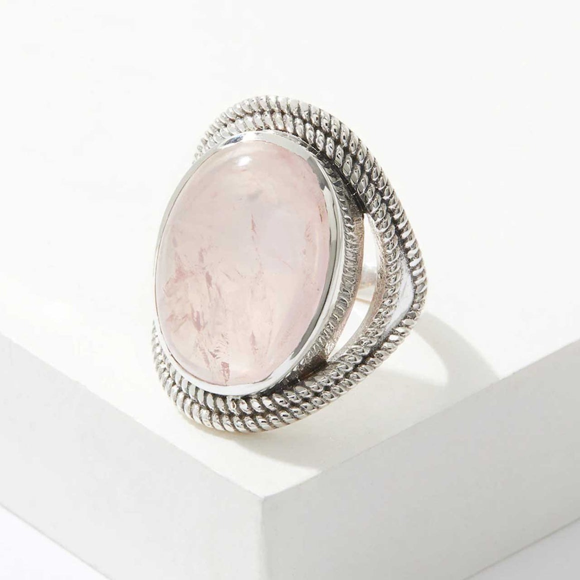 Rose Quartz Bold Oval Ring