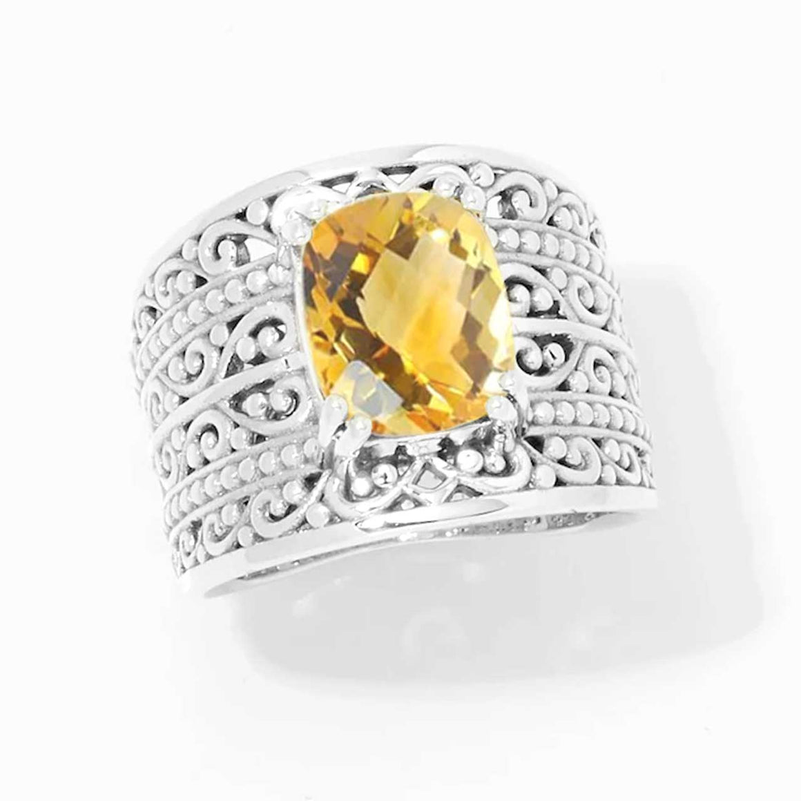 Citrine Checkerboard Cut Ring