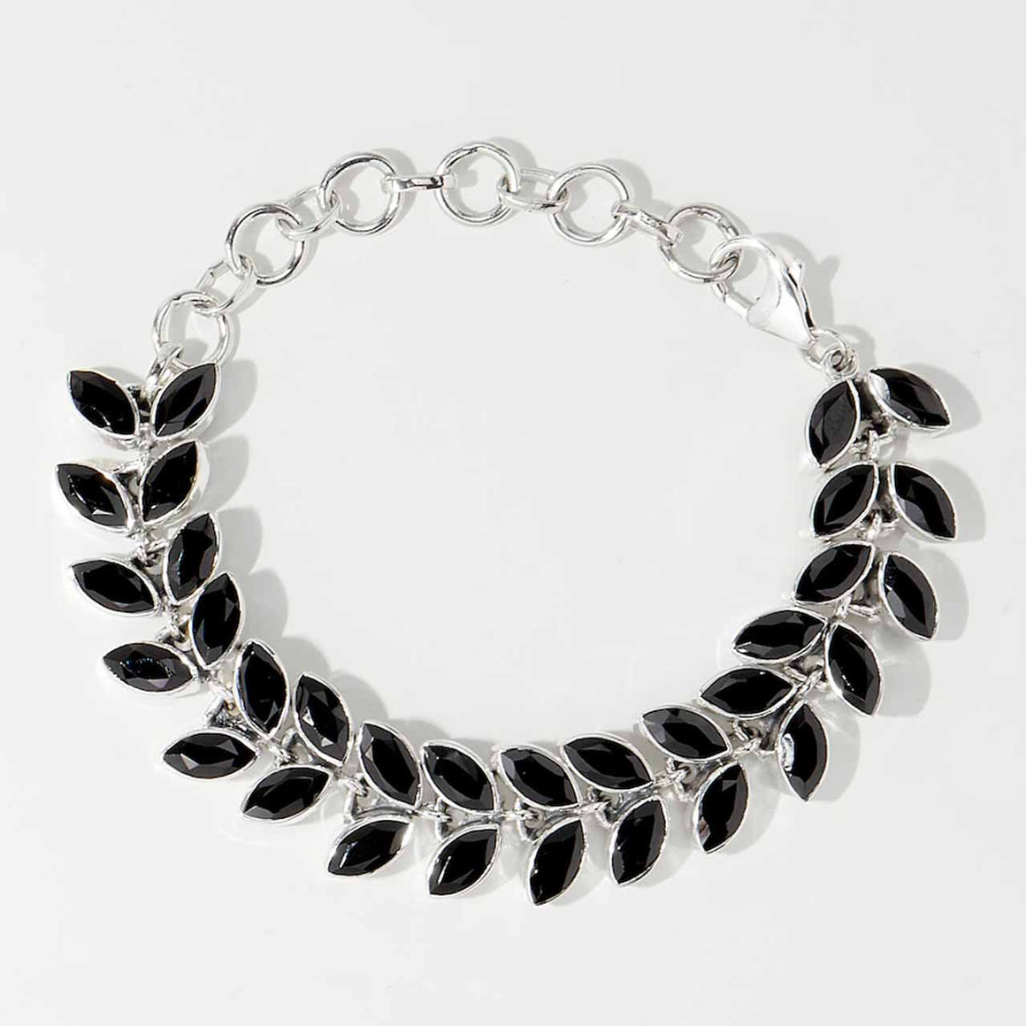 Black Spinel Marquise Link Bracelet