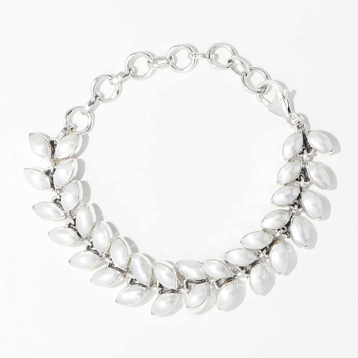 White Freshwater Pearl Marquise Link Bracelet