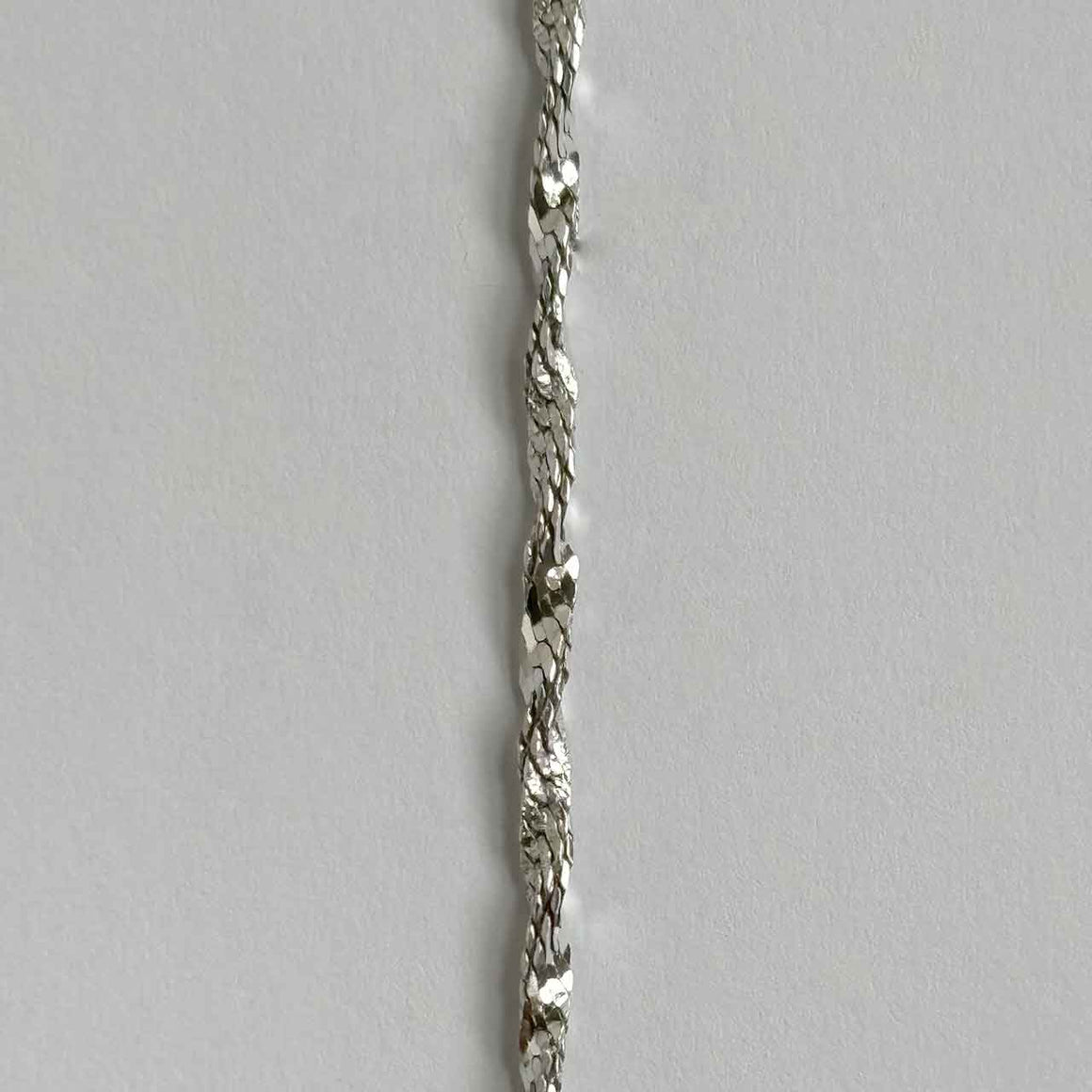 Sterling Silver Twisted Herringbone Chain Necklace with Rhodium Plate - 20"